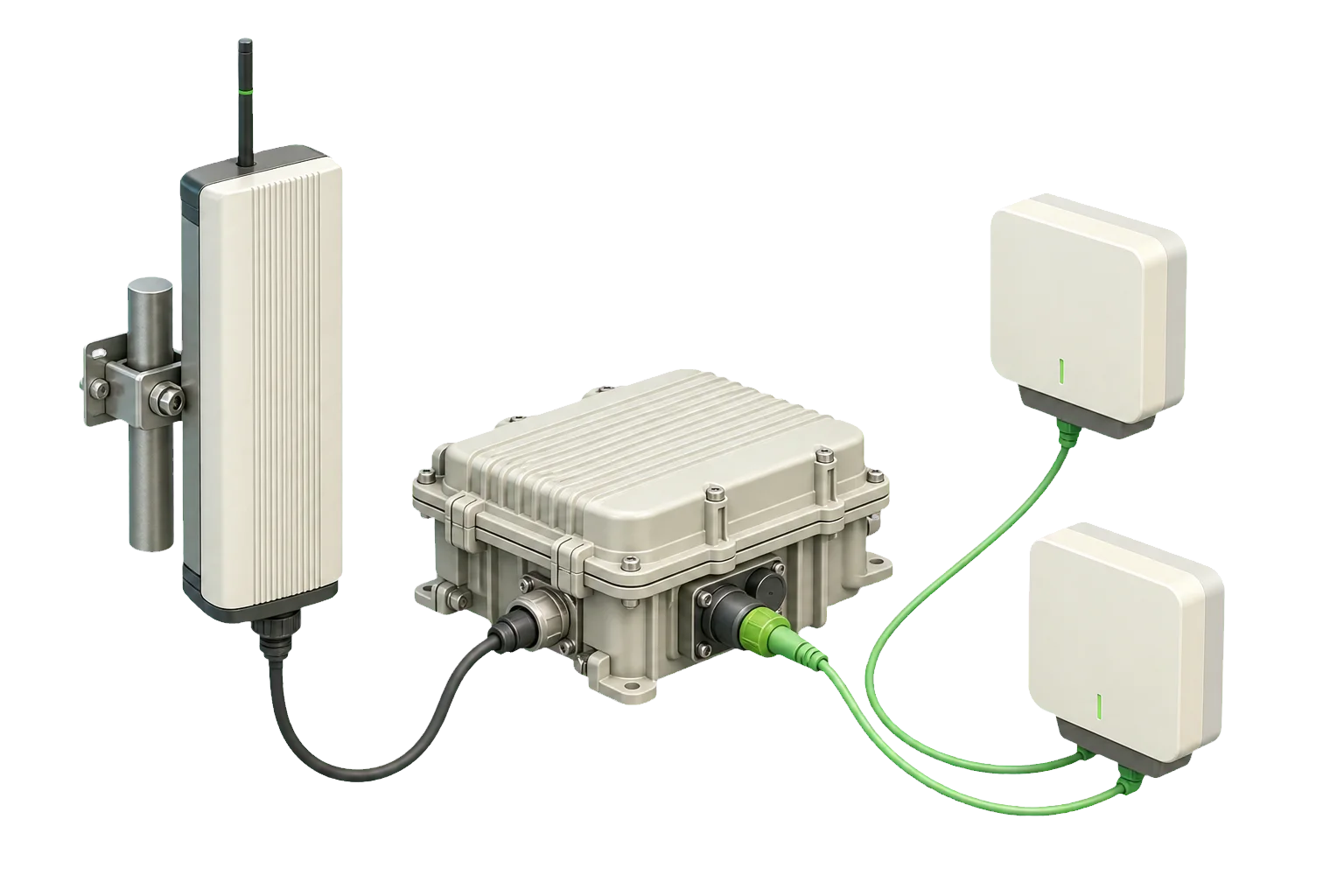 Deployable connectivity kit linking outdoor and indoor access equipment